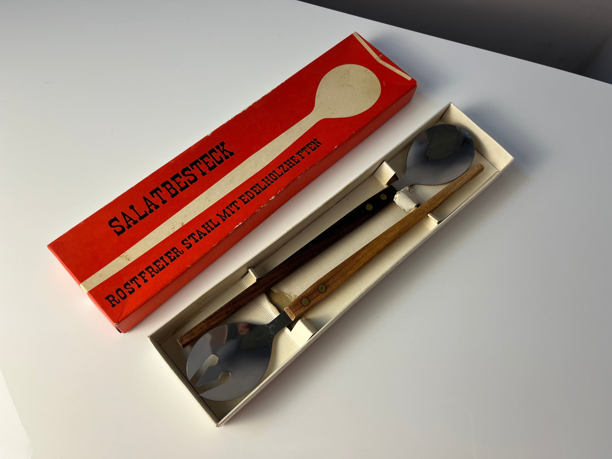 Salatbesteck Teak Edelstahl in Originalverpackung