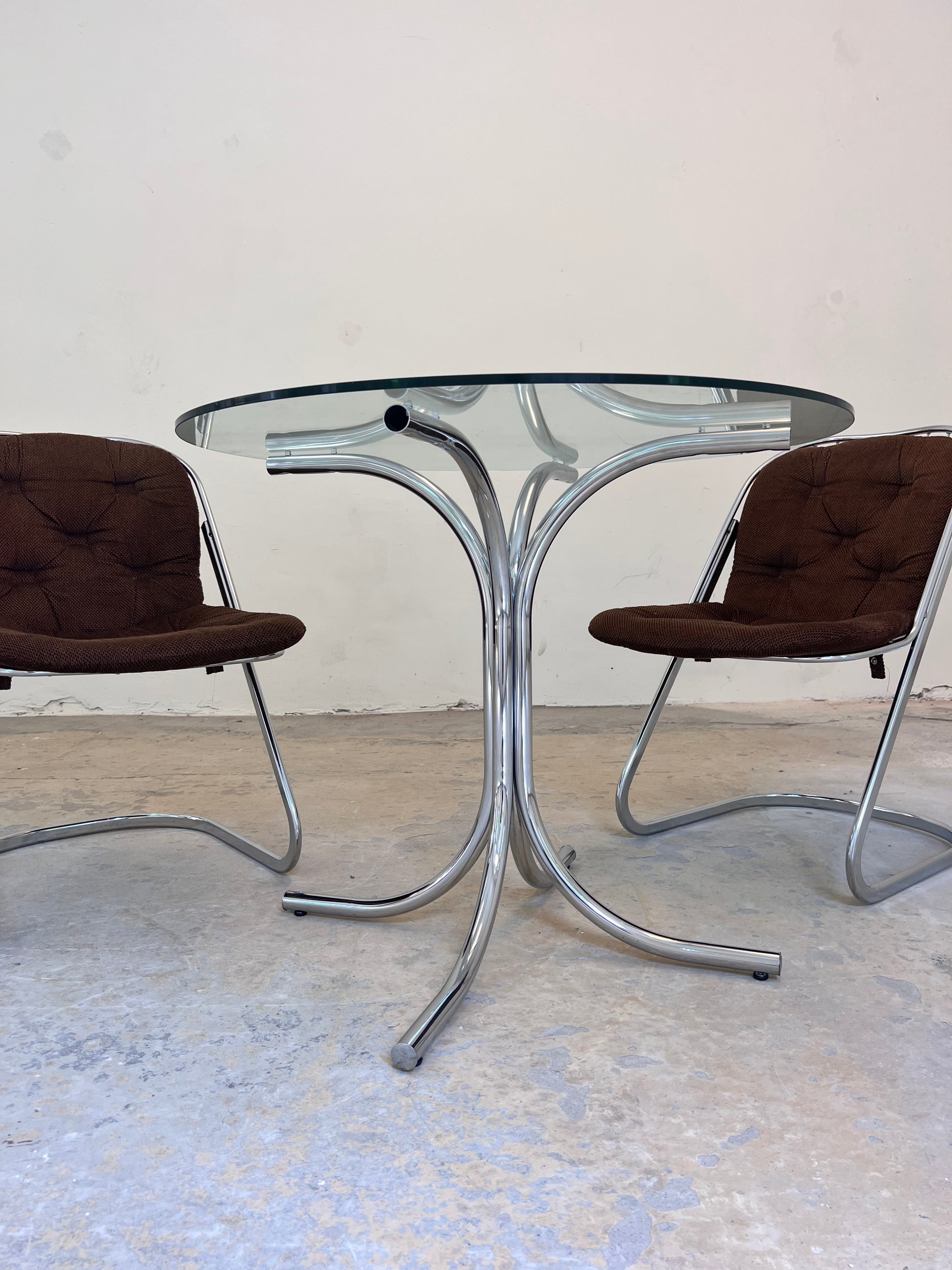 Runder Esstisch Glas & Chrom