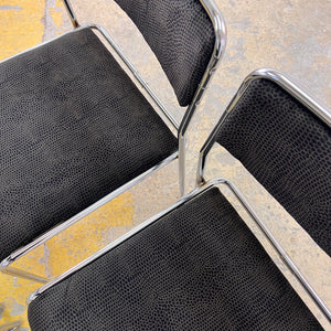 Set: 4x TACKE Polsterstuhl schwarz Chrom