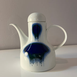 Kaffeekanne klein Form F Pop Art blau weiß von Fürstenberg