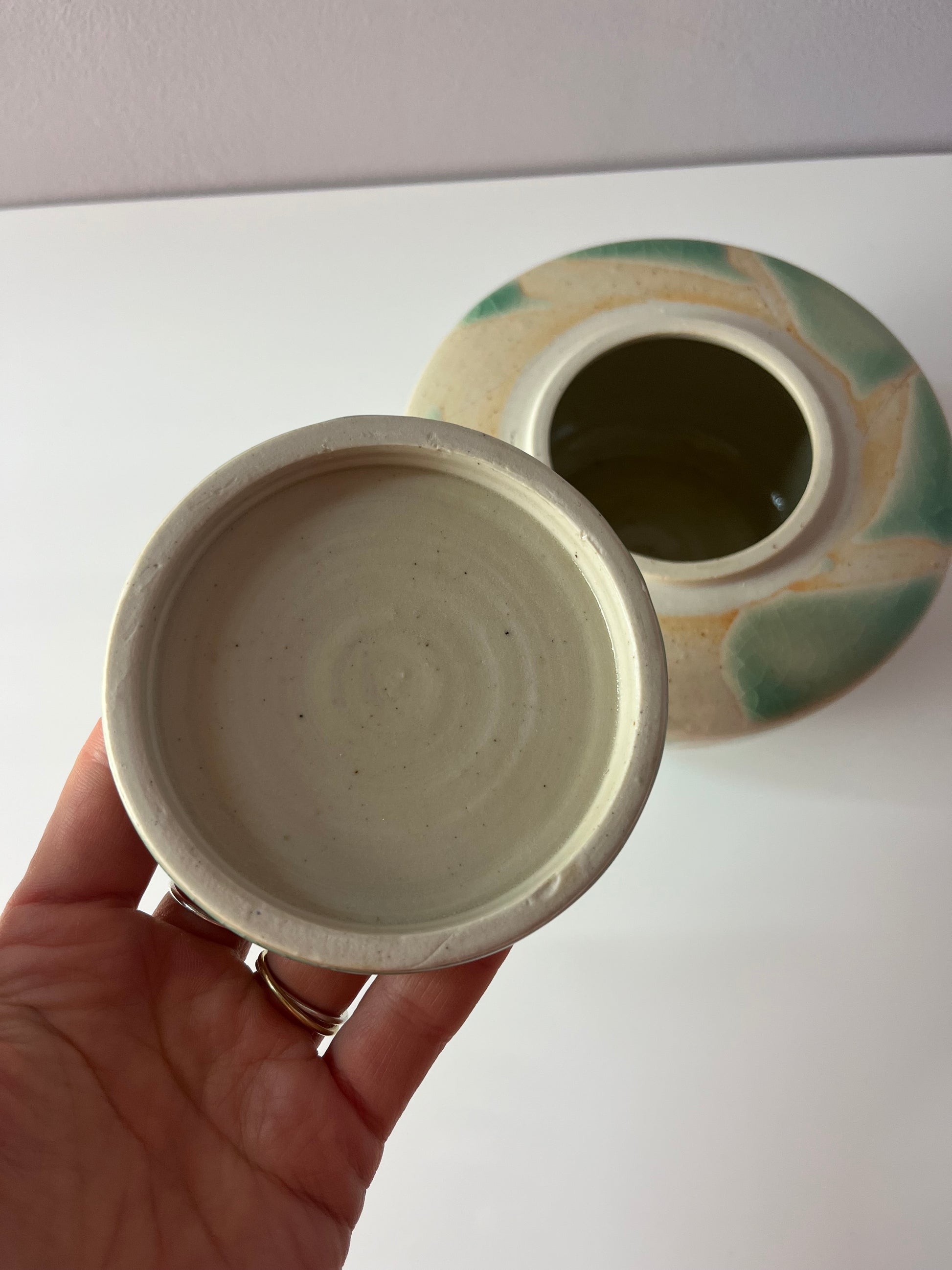 Bonboniere creme mint Keramik