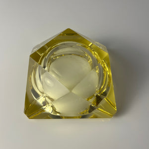 Aschenbecher gelb Kristallglas