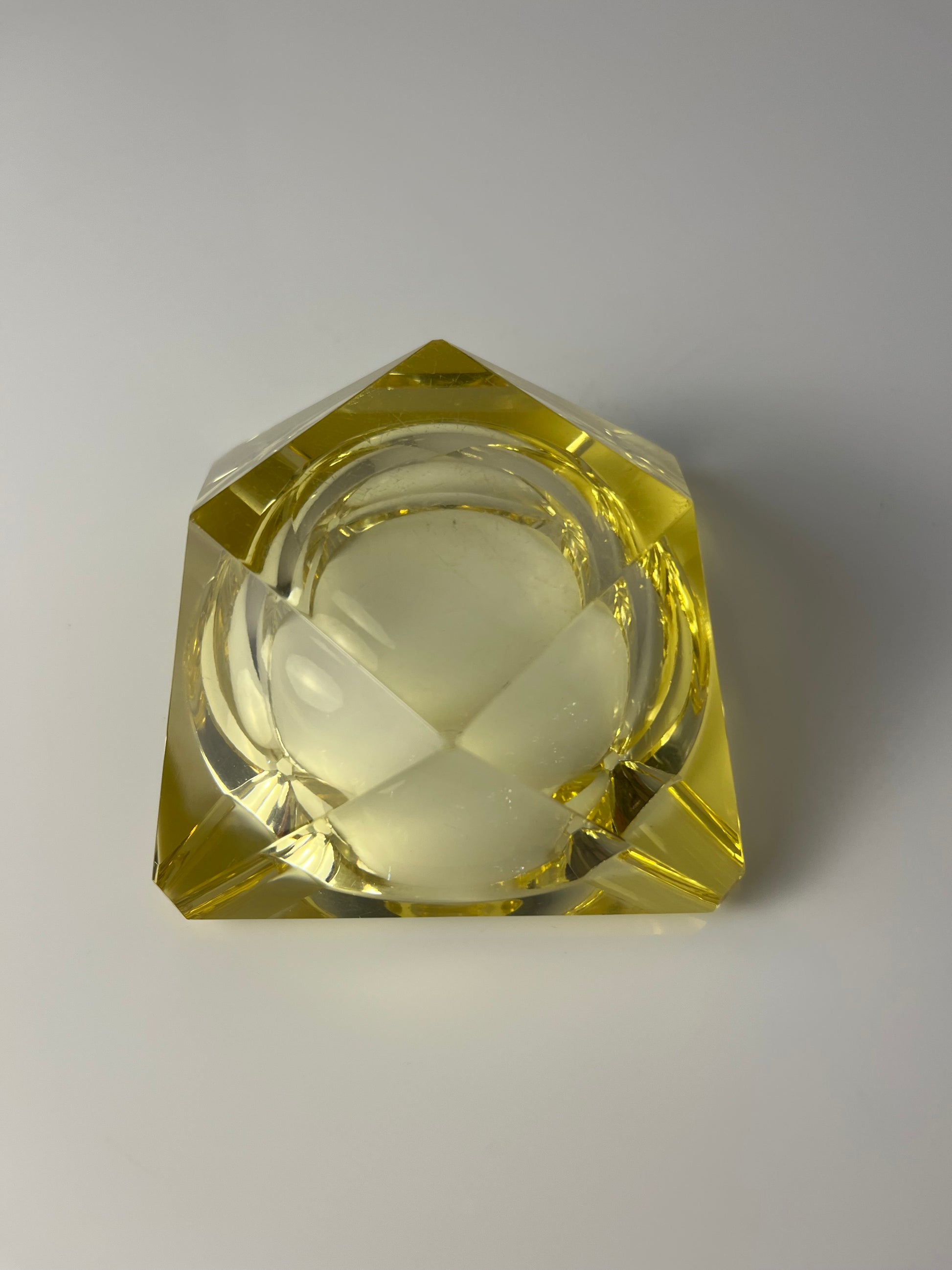 Aschenbecher gelb Kristallglas