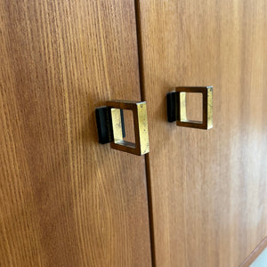 Sideboard Teak mit Flügeltüren & Messinggriffen