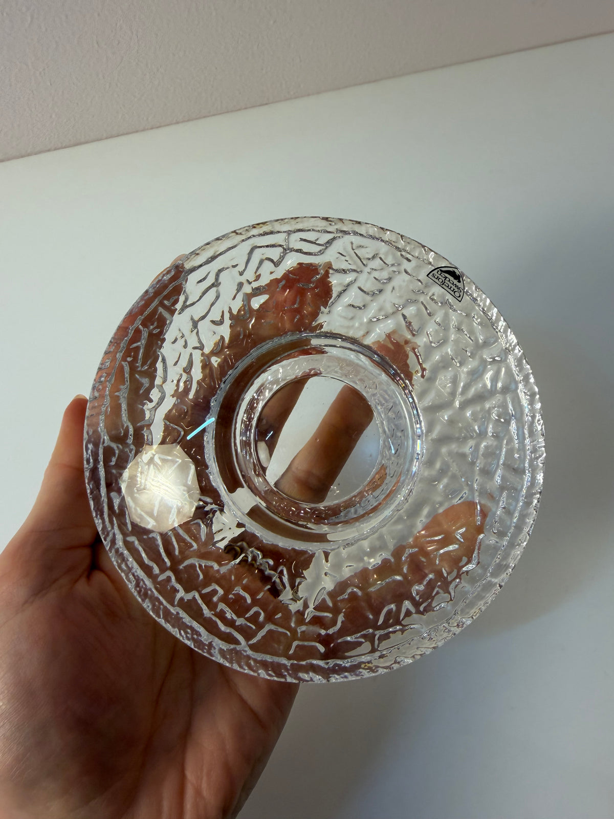 Set: 2x Diskus Kerzenhalter Kristallglas von Lars Hellsten für Orrefors