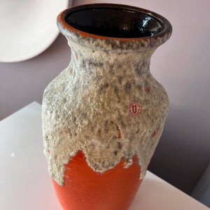 Vase Fat Lava 1439/40 orange weiß von Uebelacker Keramik