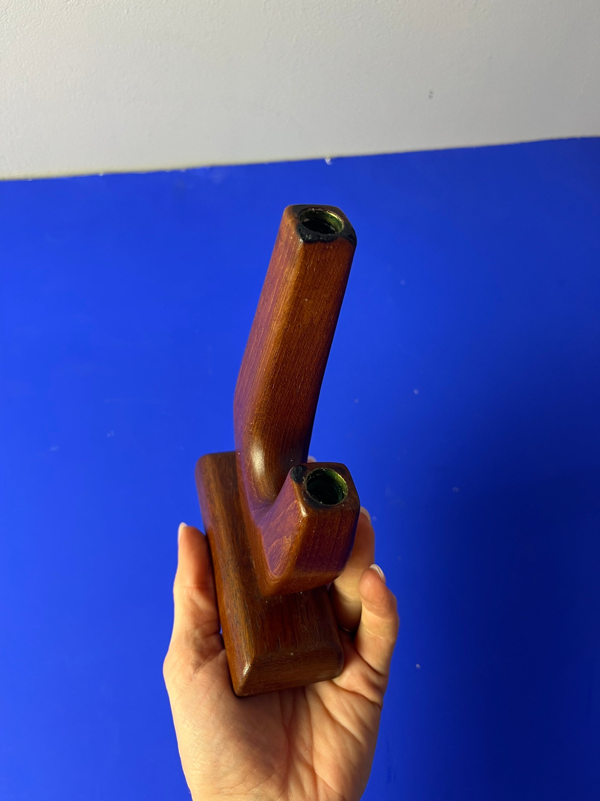 Zweiarmiger Kerzenständer Teak