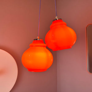 Hängelampe orange Glas aus Westddeutschland