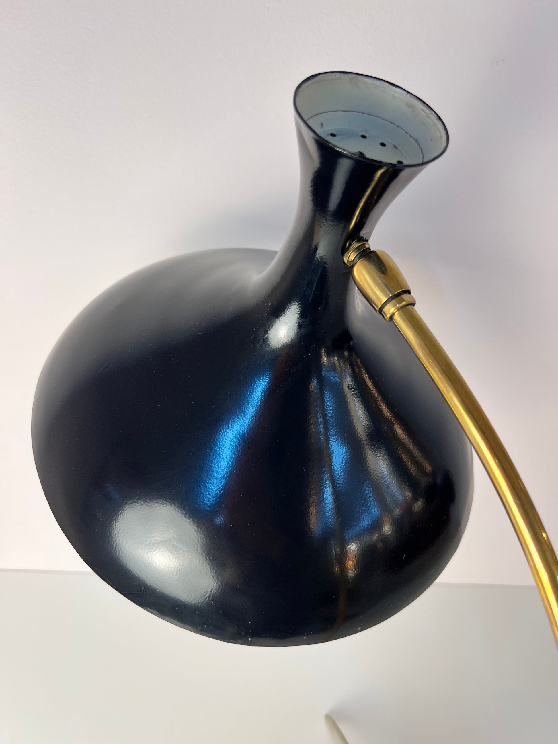 Tischlampe Krähenfuß / Diabolo schwarz weiß von Karl Heinz Kinsky für Cosack