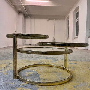 Runder Couchtisch Messing Glas mit drehbaren Tischplatten