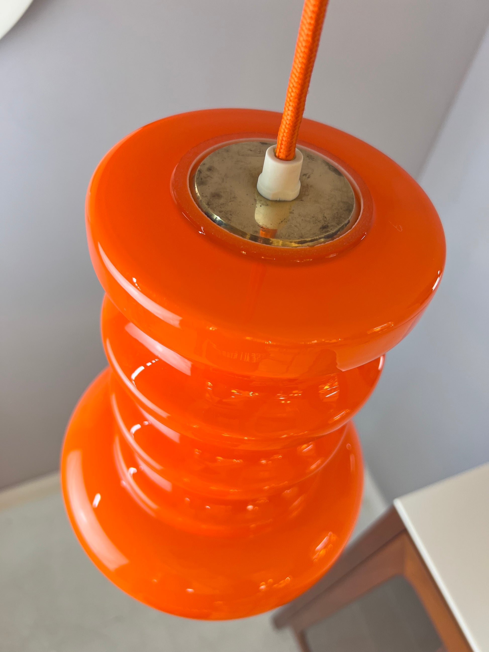 Hängelampe orange Glas