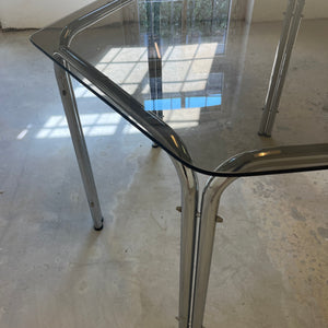 Hexagon Esstisch Rauchglas Chrom