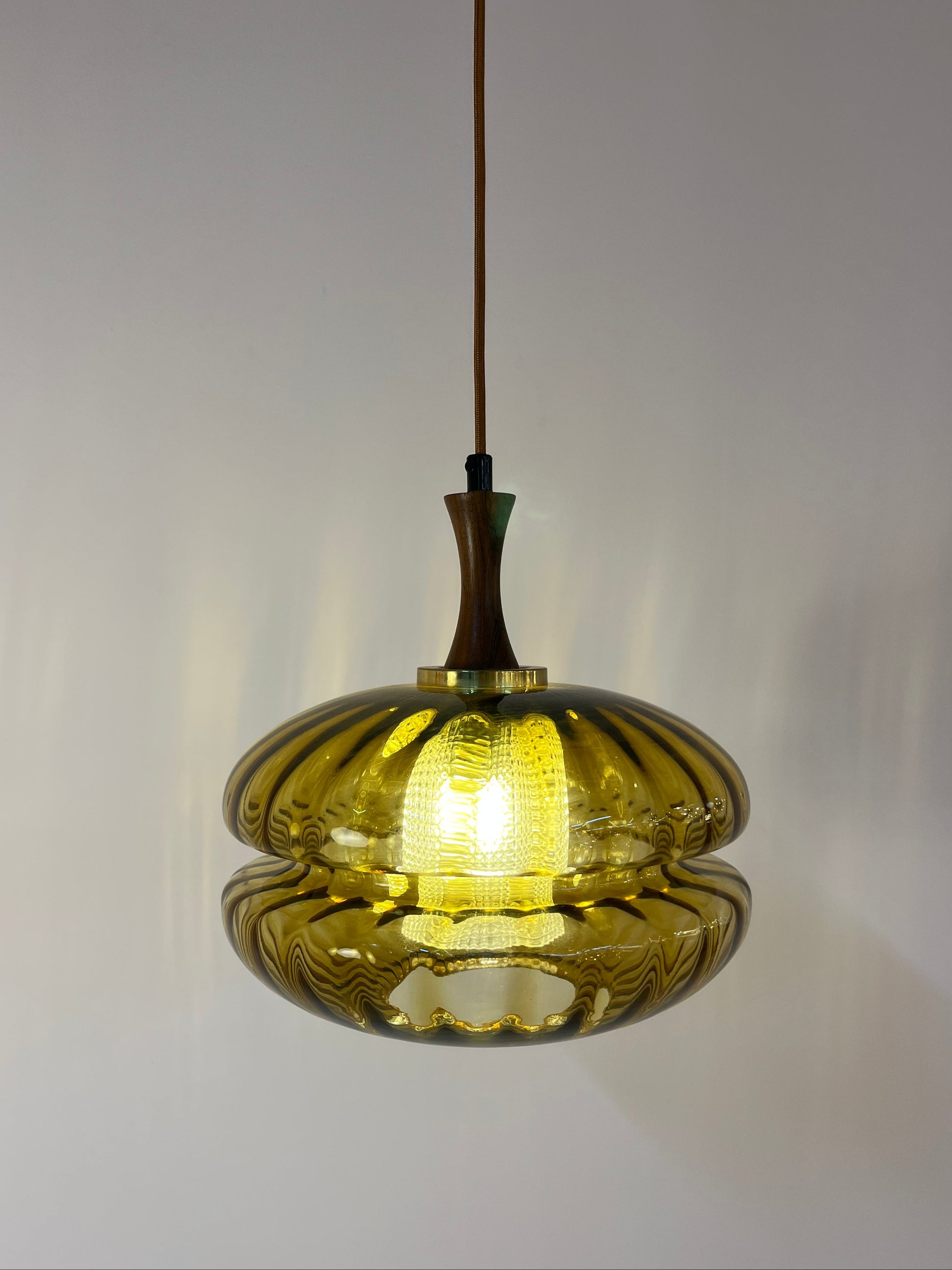Hängelampe Glas Teak von Orrefors