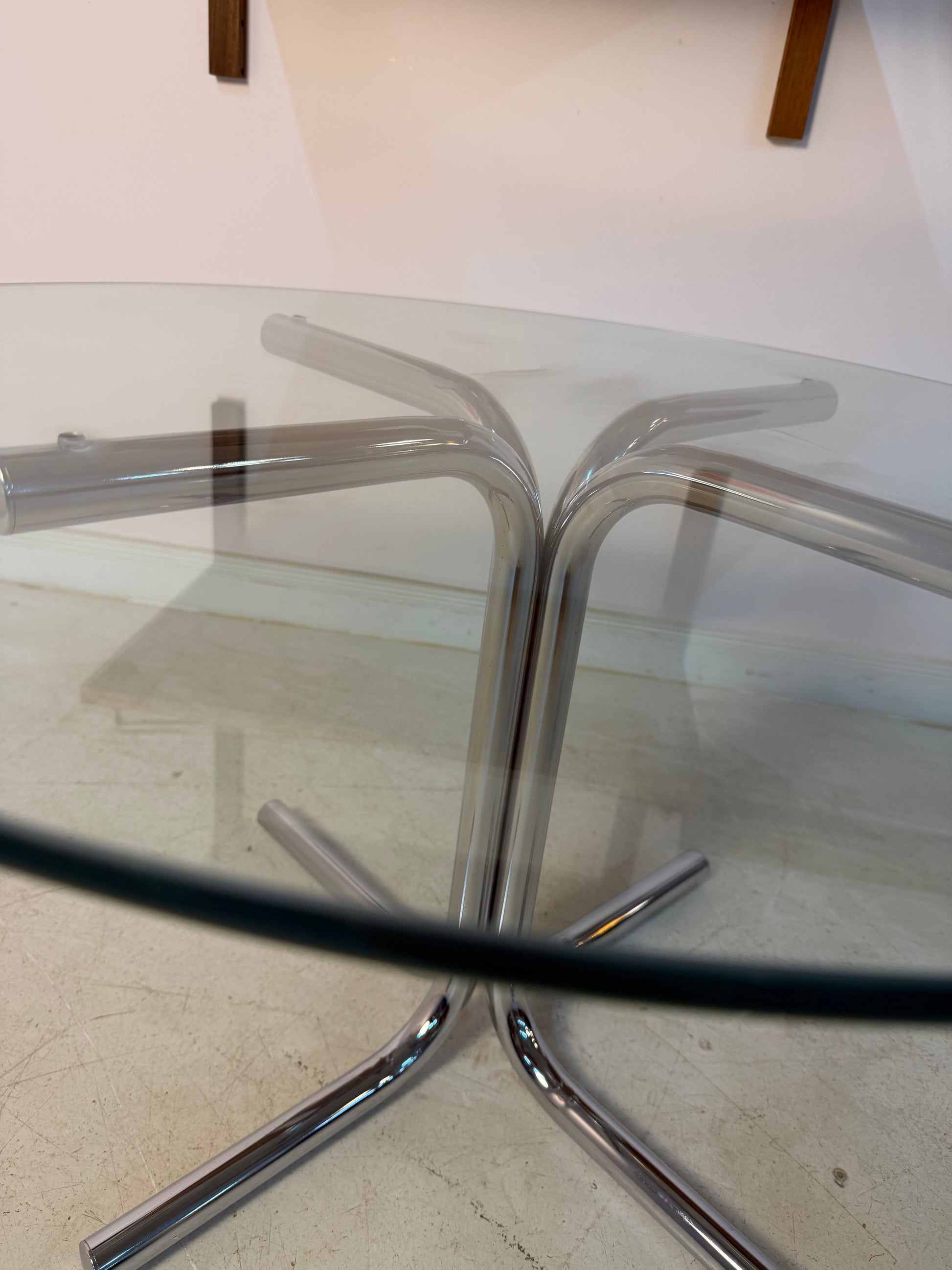 Runder Couchtisch Glas & Chrom