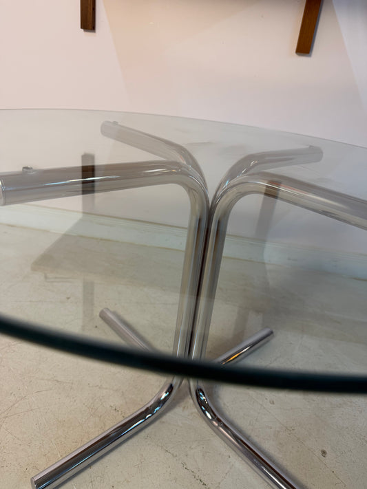 Runder Couchtisch Glas & Chrom