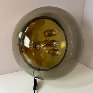 Wand-/ Deckenlampe Messing Rauchglas von Kaiser Leuchten