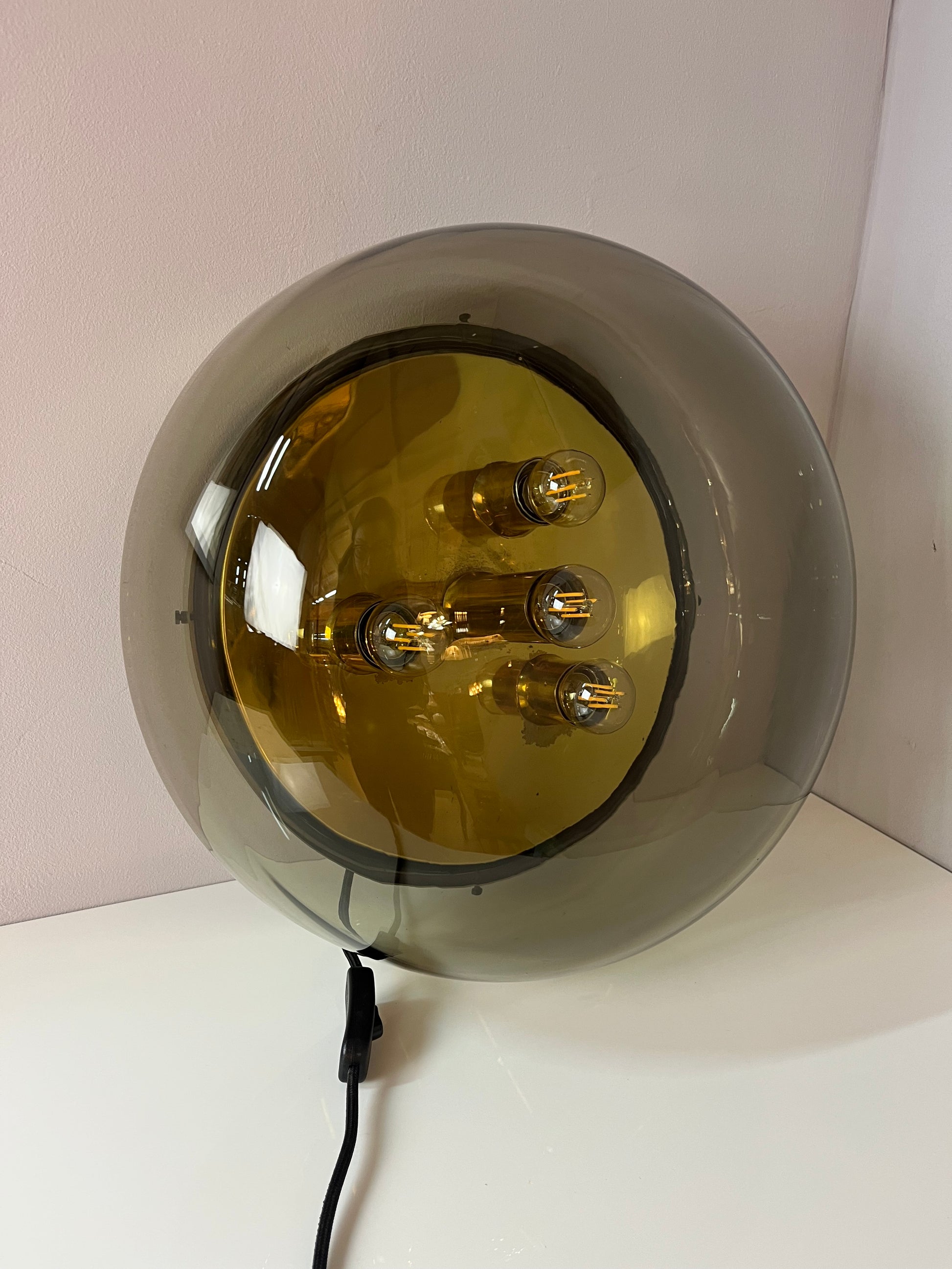 Wand-/ Deckenlampe Messing Rauchglas von Kaiser Leuchten