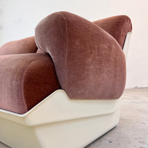 Modularer Schalensessel rosa Samt & Kunststoff