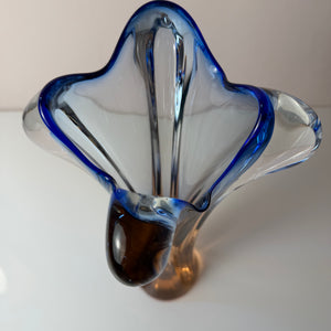 Vase hellblau Glas von Josef Hospodka für Chřibská Sklárna