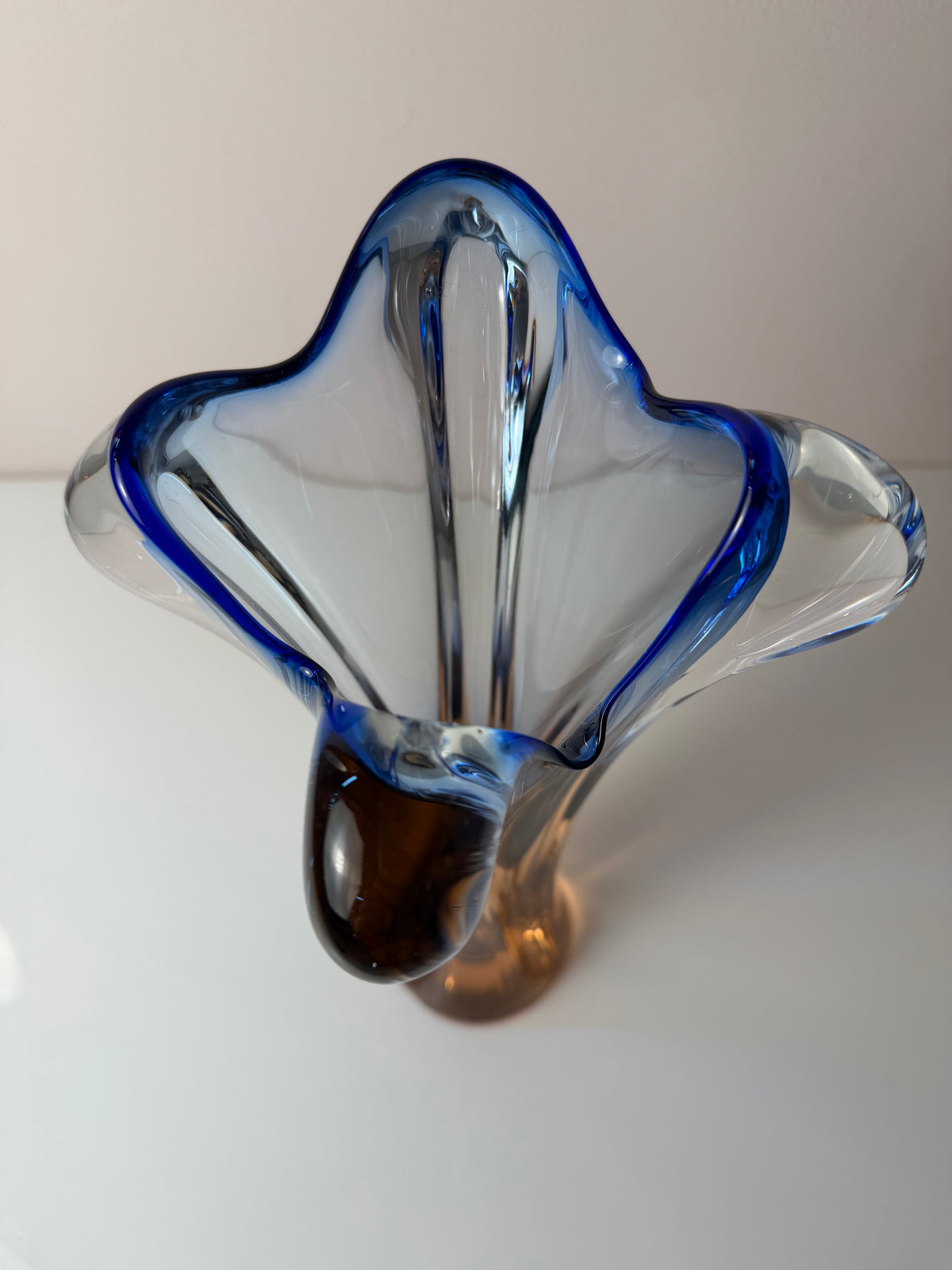 Vase hellblau Glas von Josef Hospodka für Chřibská Sklárna