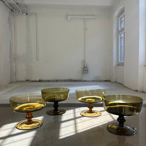 Set: 4x Champagner Schale braun Glas
