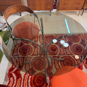 Runder Esstisch Chrom & Rauchglas