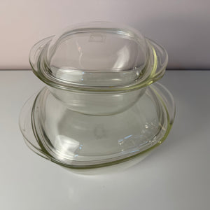 Set: 2 Auflaufformen mit Deckel von Heinrich Löffelhardt für SCHOTT & GEN Mainz - Jenaer Glas