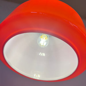 Hängelampe orange Glas Chrom von Glashütte Limburg