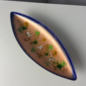 Längliche Schale blau apricot Emaille