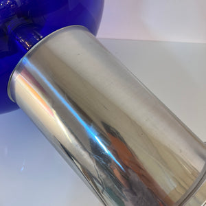 Tischlampe mit doppelwandigem Glasschirm königsblau von Doria