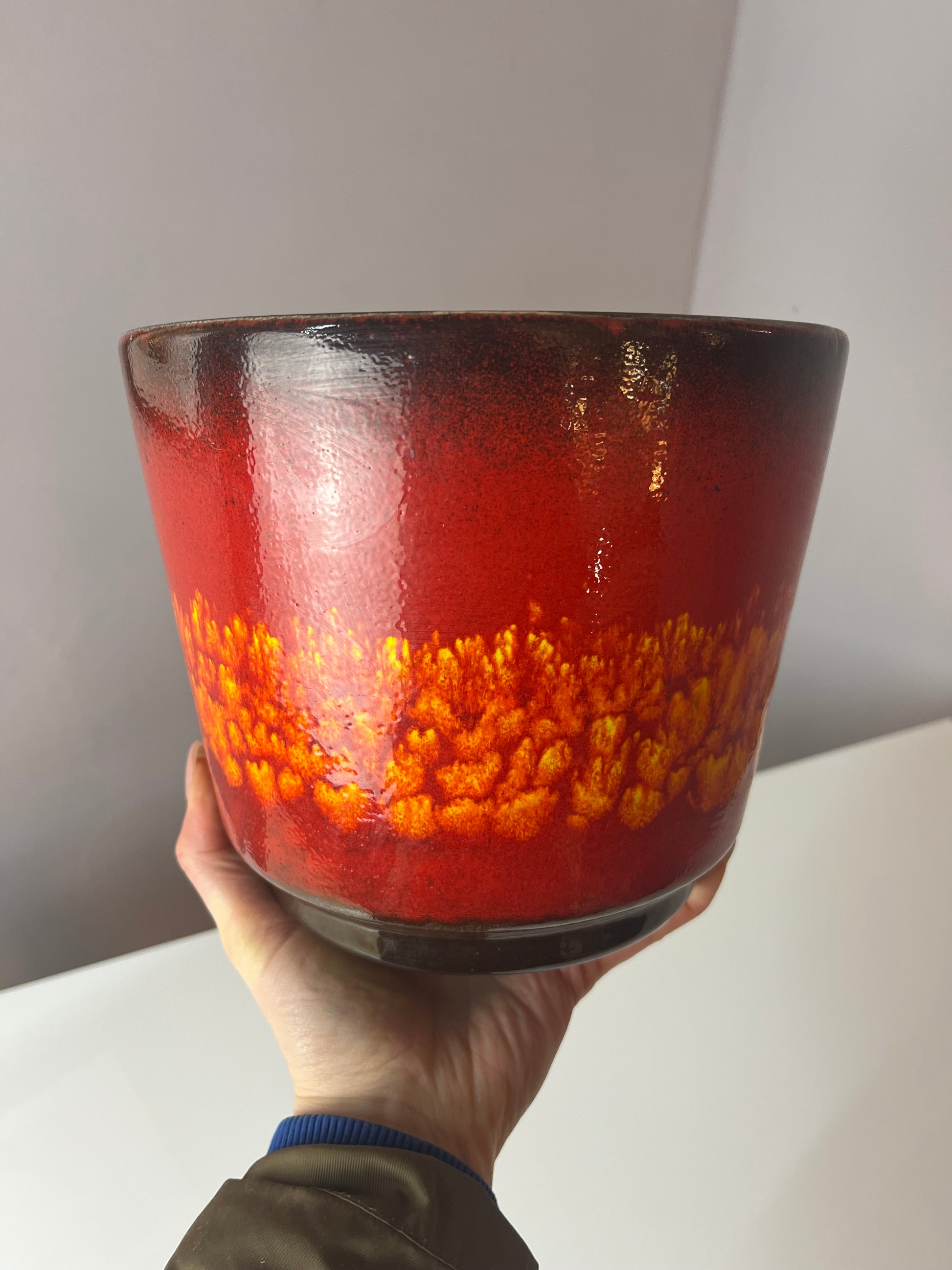 Blumentopf Fat Lava orange rot
