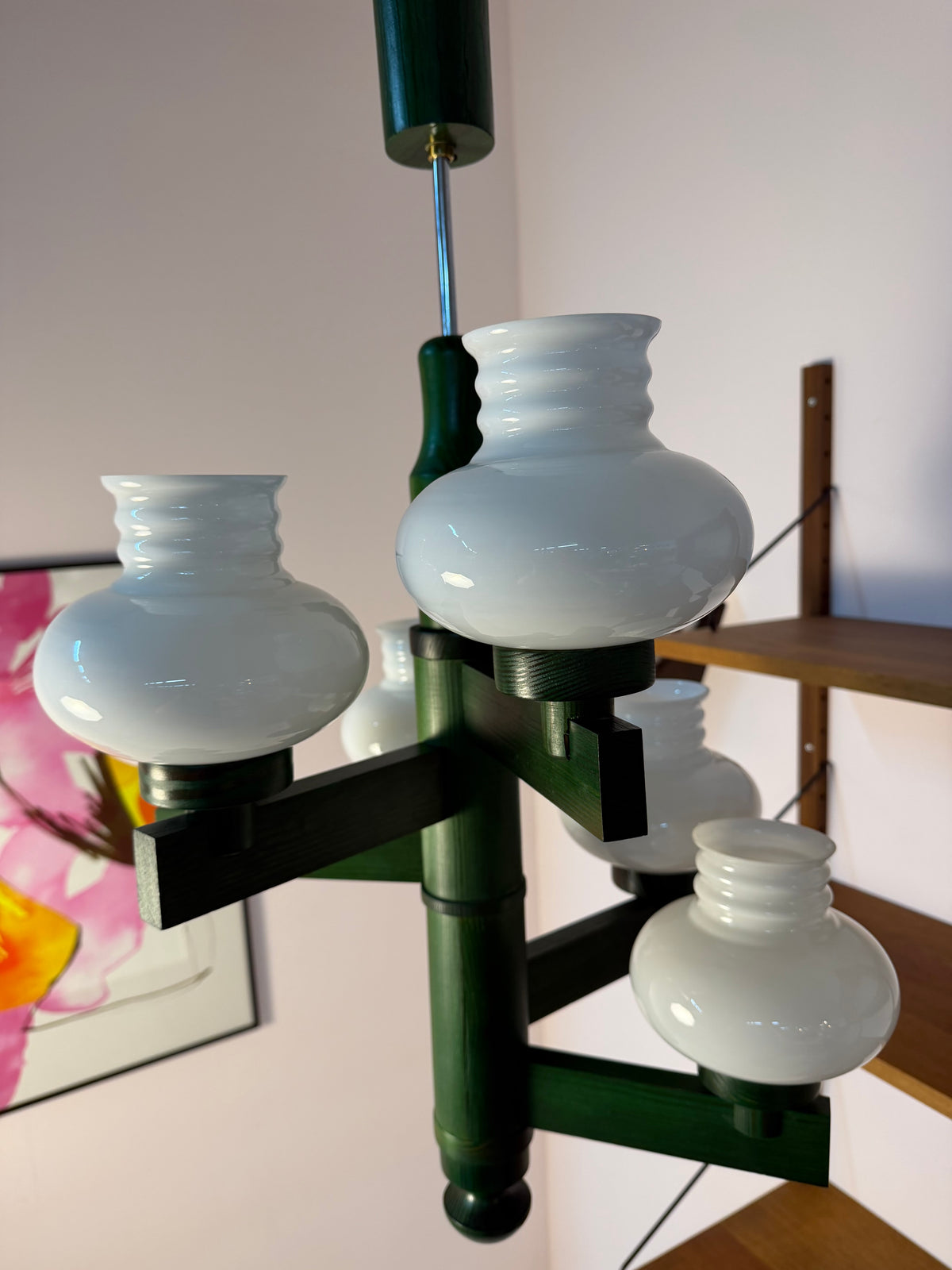 Kronleuchter grün Opalglas