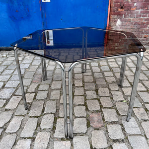 Hexagon Esstisch Rauchglas Chrom