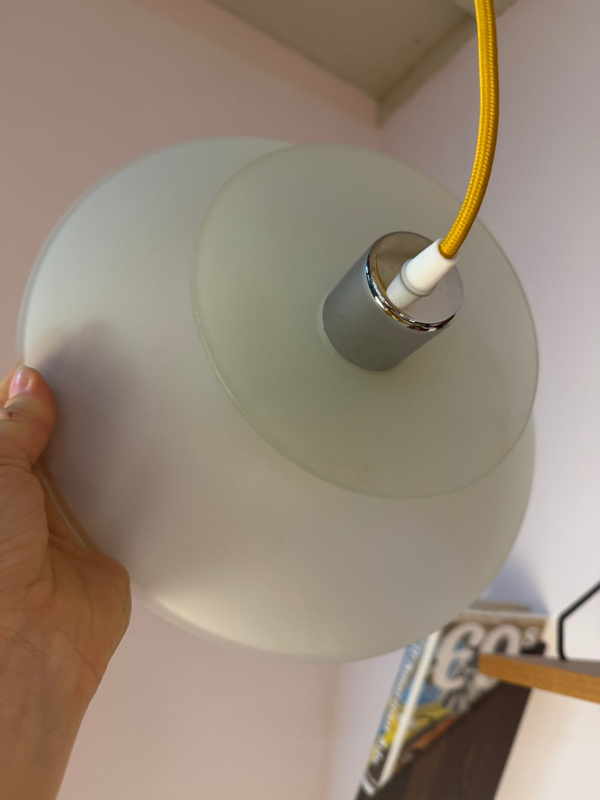 Lamellenlampe Milchglas aus Dänemark