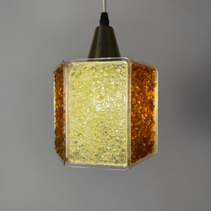Hängelampe Hexagon braun weiß Acrylglas in Granitoptik von Roland Konst