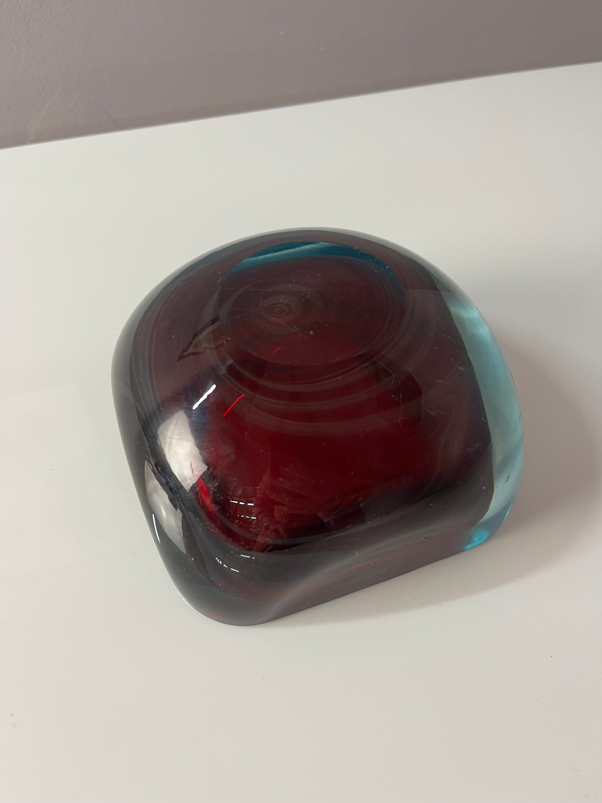 Schale rot blau Muranoglas