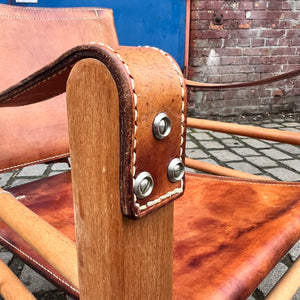 Safari-Sessel mit cognacfarbenem Lederbezug von Aage Bruun & Søn