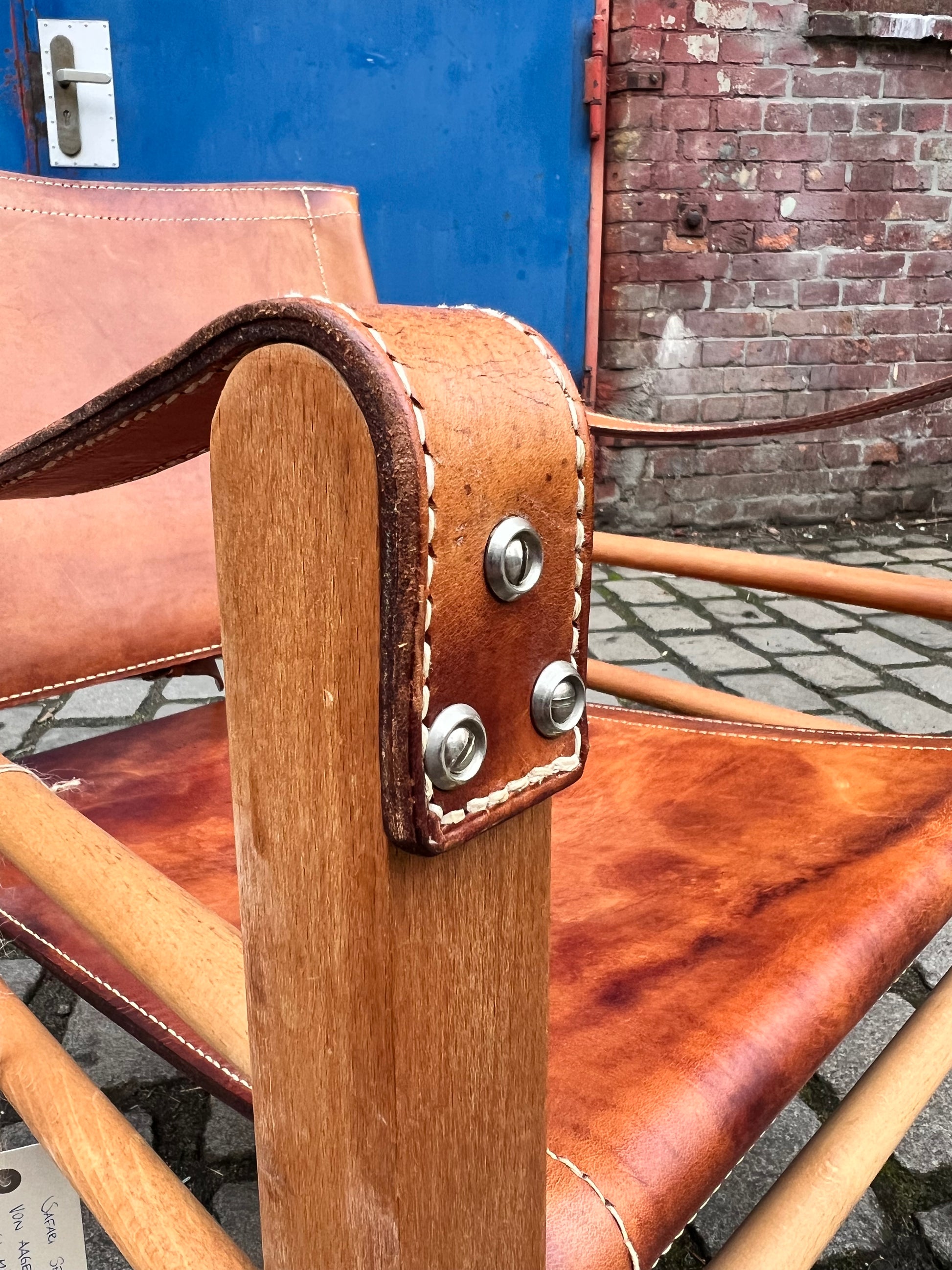 Safari-Sessel mit cognacfarbenem Lederbezug von Aage Bruun & Søn