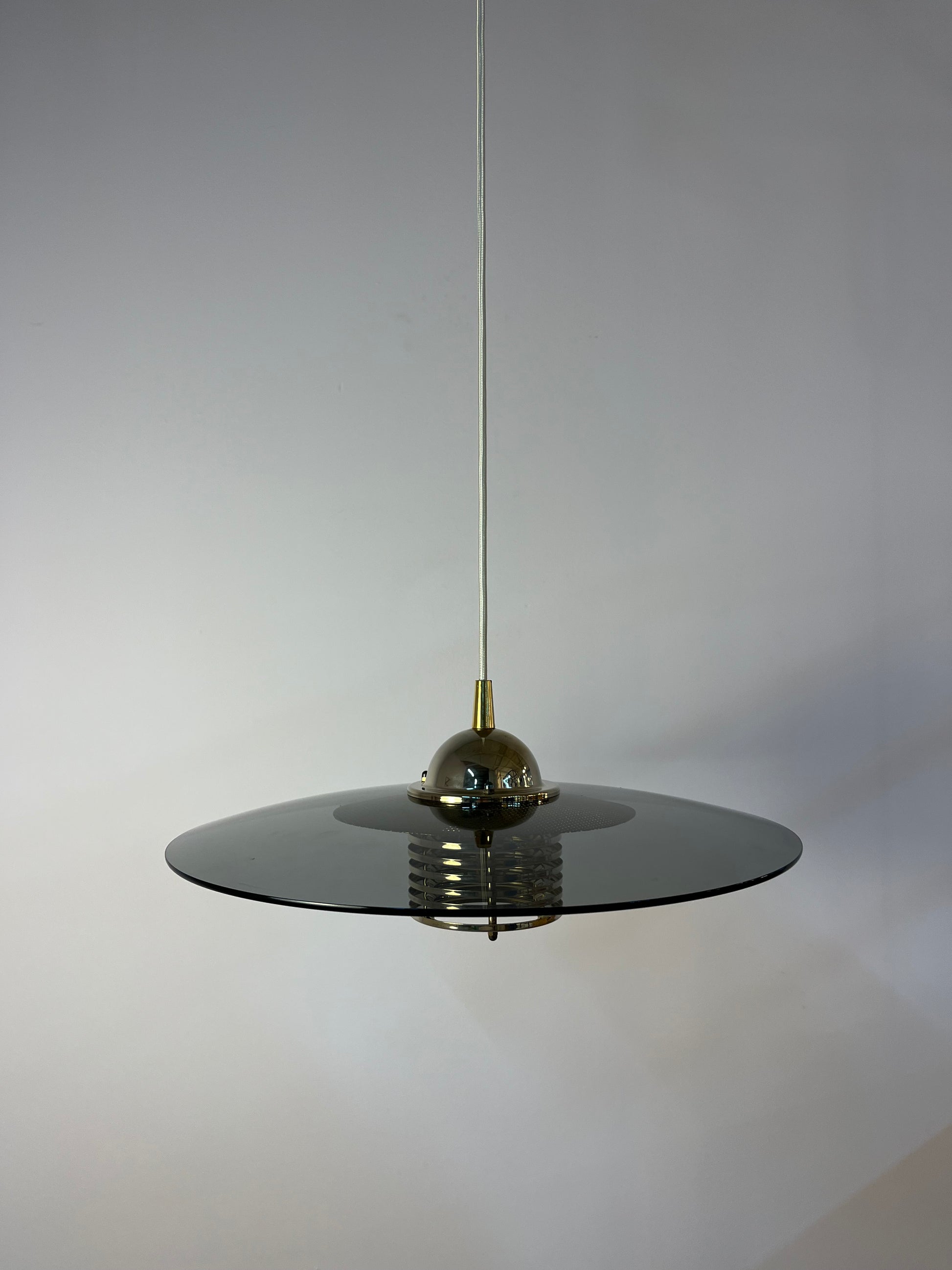 Hängelampe Rauchglas Messing von Jan Eskil Eskilsson für Belid