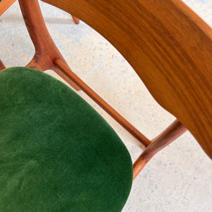 Set: 4x Polsterstuhl grün Teak von Schiønning & Elgaard für Randers Møbelfabrik