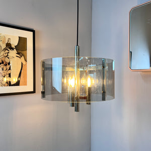 Hängelampe Chrom & Rauchacryl