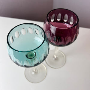 Set: 2x Römer Weinglas blau rot Kristallglas
