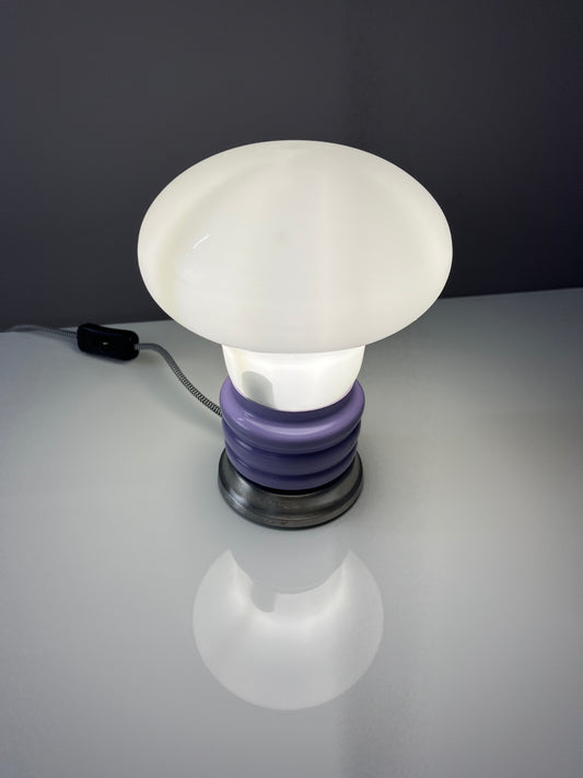 Mushroom Tischlampe flieder weiß Glas