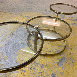 Runder Couchtisch Messing Glas mit drehbaren Tischplatten