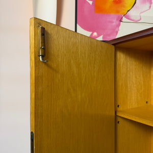 Schrank Teak mit Regalfach, Schloss & neuen Chromfüßen von Heinrich Riestenpatt