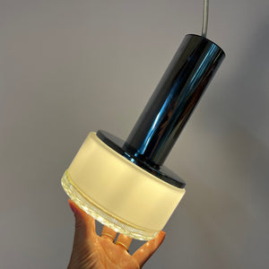 Hängelampe weiß Glas Chrom aus den Niederlanden