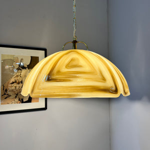 Hängelampe braun Glas Chrom handgearbeitet von Cristallux