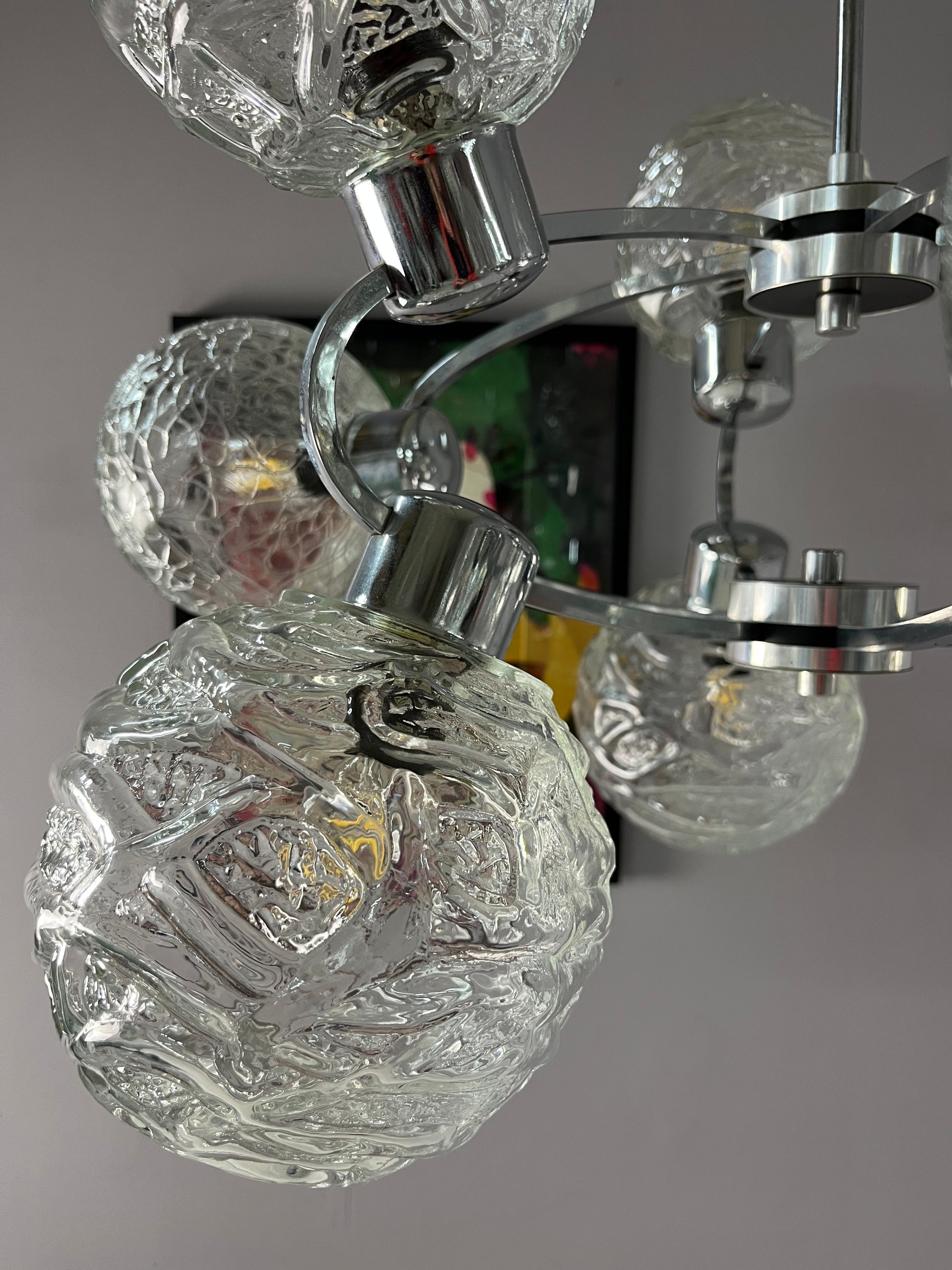 Sputnik Kronleuchter Glas Chrom