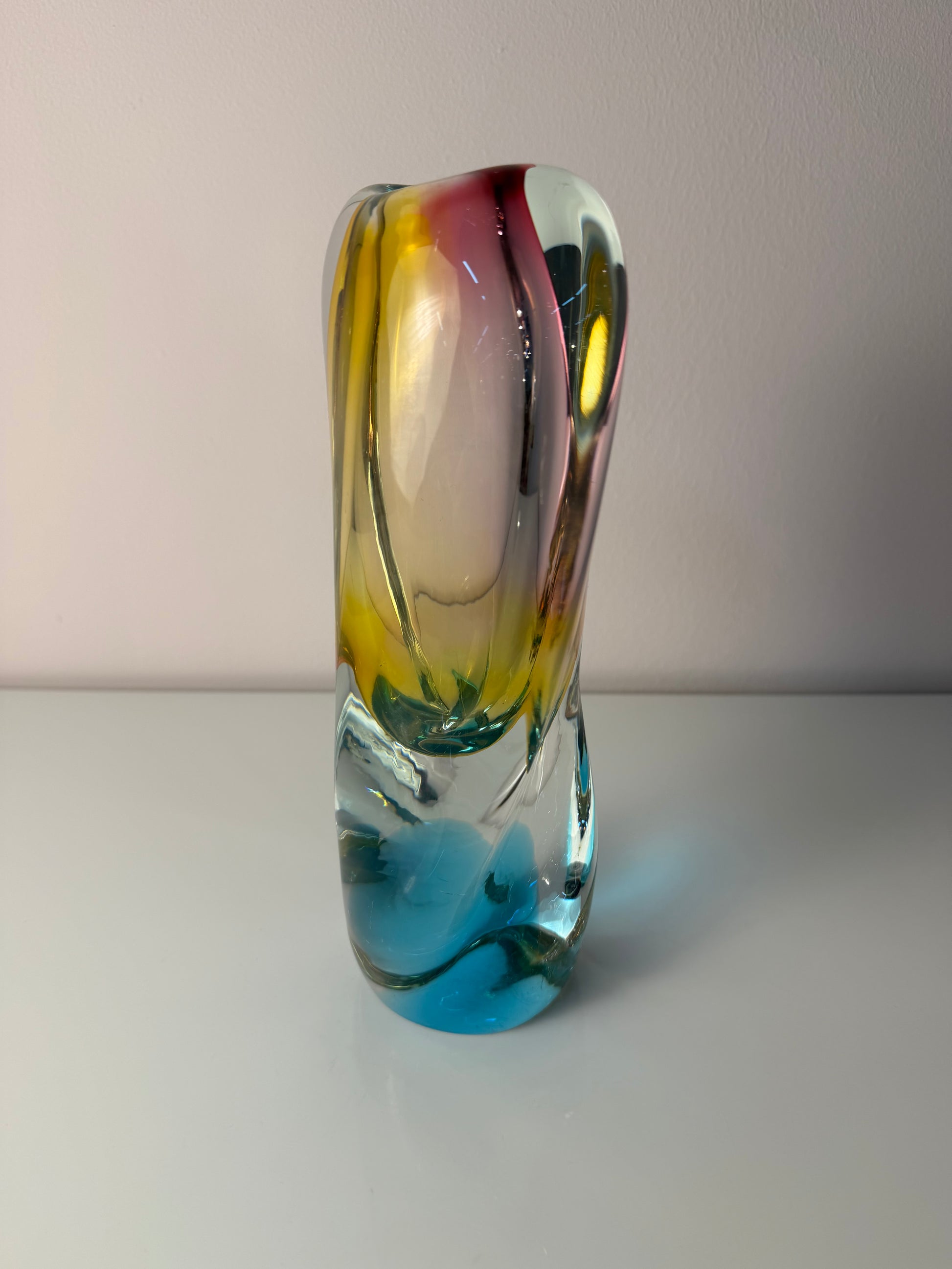 Vase Regenbogen Glas von Josef Rozinek für Borske Sklo