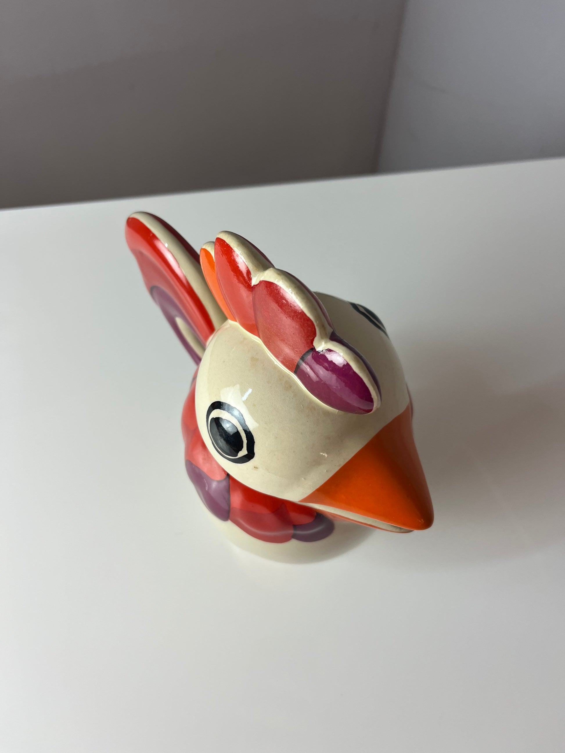 Kanne Hahn orange rot Keramik